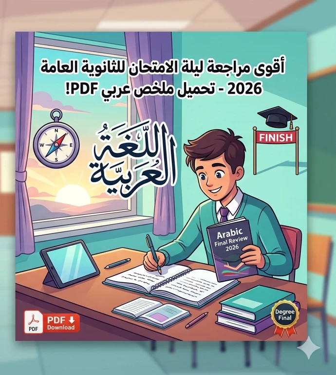 image about 📚 تحميل مراجعة ليلة الامتحان اللغة العربية ثالثة ثانوي 2026 PDF.. أقوى ملخص نهائي يضمن لك الدرجة النهائية