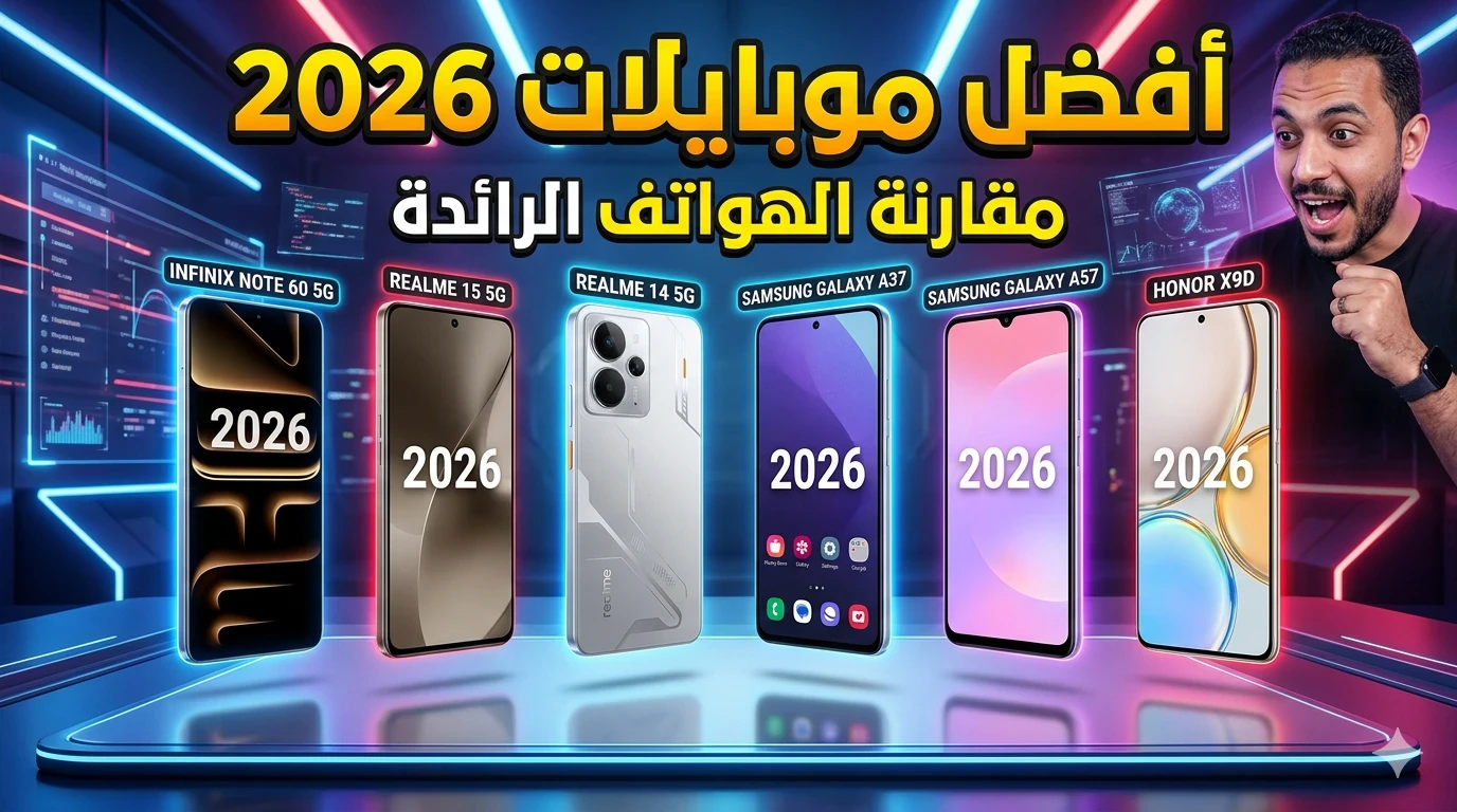 image about أفضل موبايلات الفئة المتوسطة في 2026: أقوى هواتف بسعر من 350 إلى 450 دولار