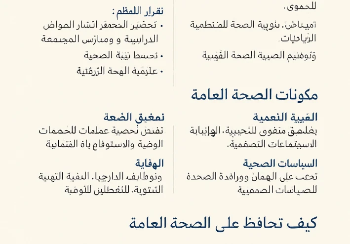 الصحه العامه تحقيق الصحة العامة والحفاظ عليها