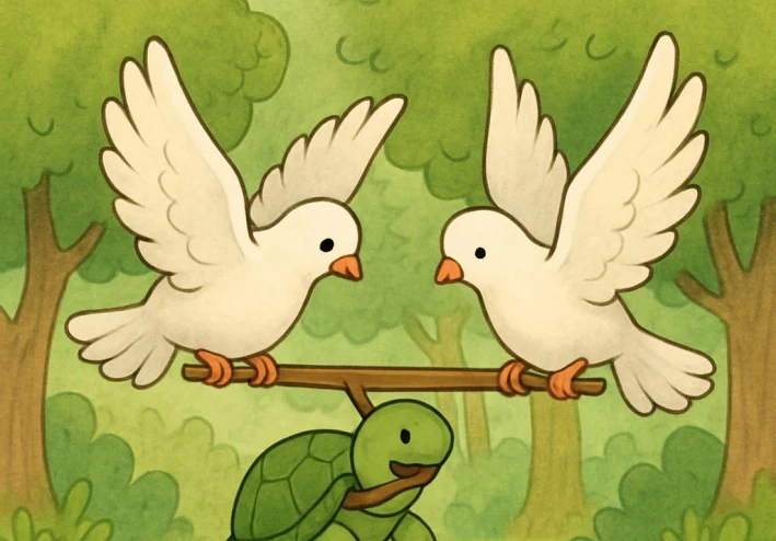 الحمامتان والسلحفاة: حكمة الإنصات