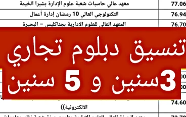 تنسيق دبلوم تجاري 3 سنين و 5 سنين 