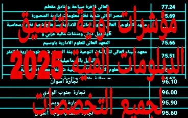 مؤشرات اولية لتنسيق الدبلومات الفنية  الهندسة 98٪ التجارة 97.87٪