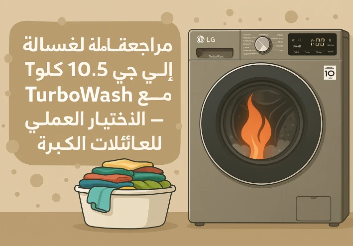 🎯 "مراجعة شاملة لغسالة إل جي 10.5 كيلو TurboWash مع بخار – الاختيار العملي للعائلات الكبيرة"