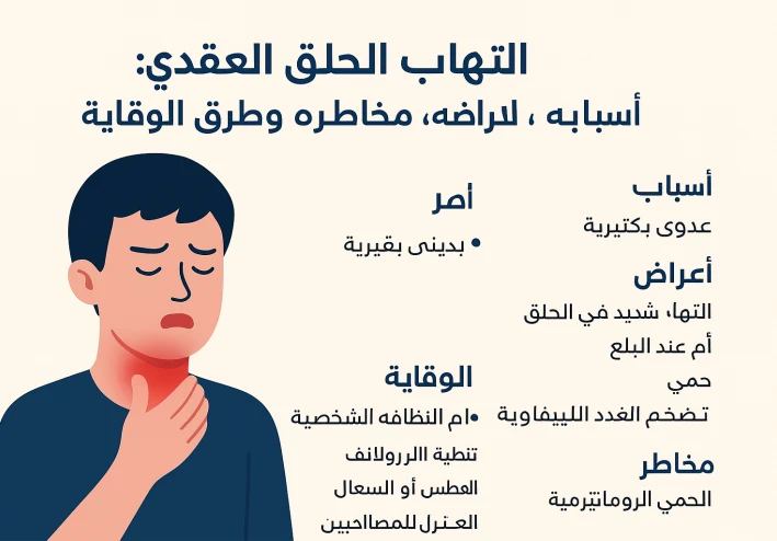 التهاب الحلق العقدي أسبابه أعراضه مخاطره وطرق الوقاية