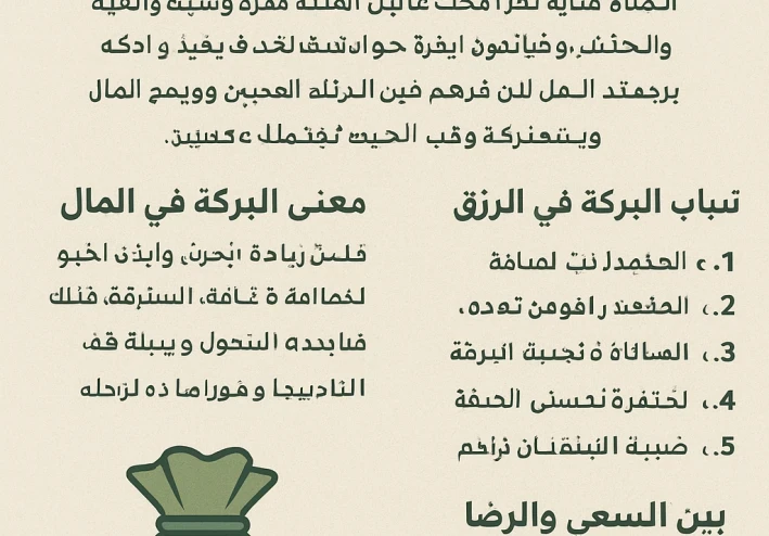 البركة في المال بين السعي والرضا