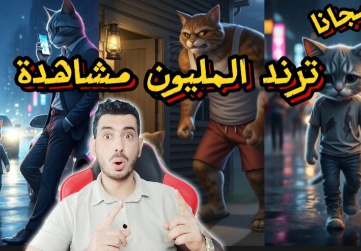 تصميم فيديوهات ترند القطط بالشكل البشري مجانًا من الهاتف فقط