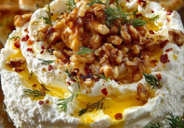 سلطة الفيتا اليوناني مع العسل وعين الجمل