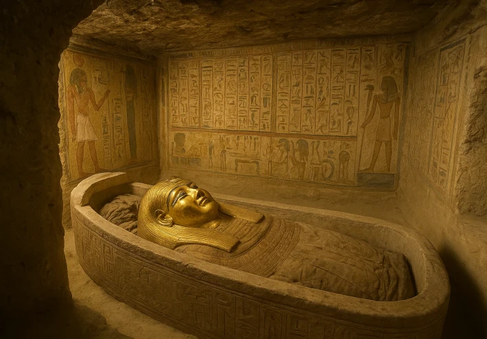 🔻 اكتشاف مقبرة جديدة في سقارة 2024… أسرار تُفتح لأول مرة منذ 4300 عام