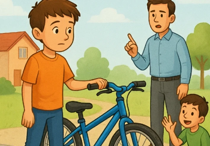 "الدراجة الزرقاء… والدرس الذي لا يُنسى"