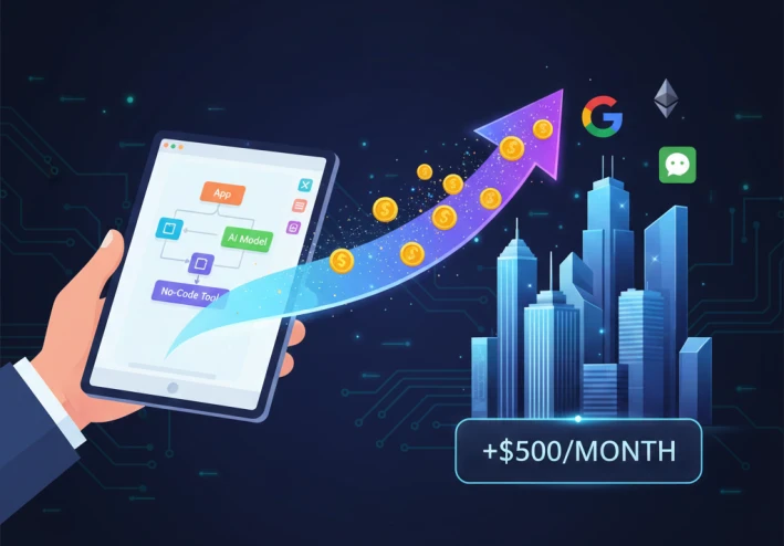 لا تبرمج بل اربح: ابنِ أداة AI بدون كود بدخل شهري 500$ للشركات!