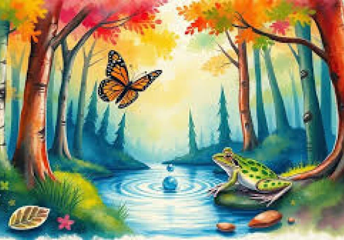 🌈 قصة: مغامرة الألوان السحرية في غابة الهمس 🍄