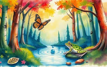 🌈 قصة: مغامرة الألوان السحرية في غابة الهمس 🍄