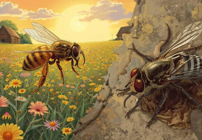 النحلة النشيطة و الذبابة الكسلانة