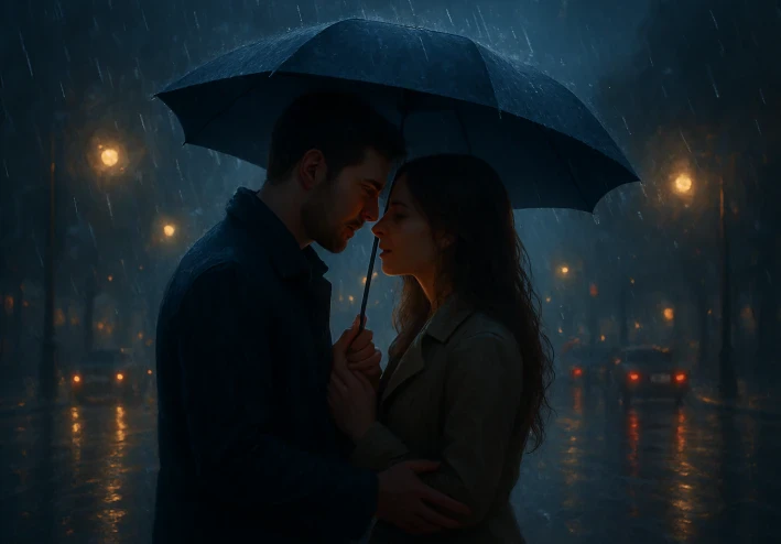 🌹 بين همس المطر… أحببتك