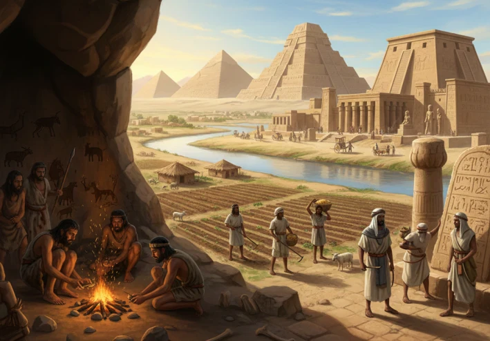 🏺 رحلة الإنسان في التاريخ قبل الميلاد: من الحجر إلى الحضارة