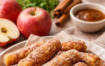 🍎✨ طريقة عمل أصابع التفاح المقلية بالسكر والقرفة  تحلية سريعة بطعم دافئ لا يُقاوم