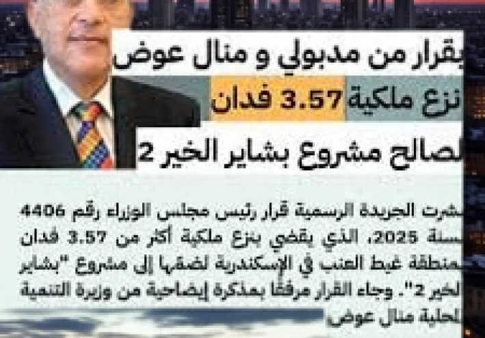 نزع ملكية جديد لصالح «بشائر الخير» بالإسكندرية…بغيط العنب –    لماذا؟ وماذا يعني القرار للمواطنين؟