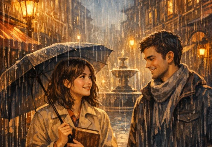 لقاء تحت المطر