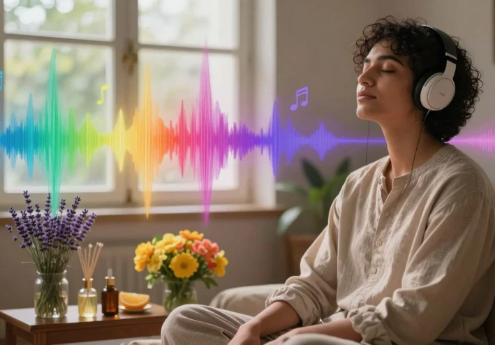 تأثير الموسيقى والألوان والروائح على المزاج والصحة النفسية – دليل شامل للتغيير الإيجابي وتحسين الذات