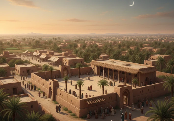 الهجرة النبوية الشريفة وتأسيس الدولة الإسلامية الأولى في المدينة المنورة.