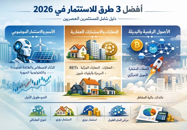 افضل 3 طرق للاستثمار في سنه 2026