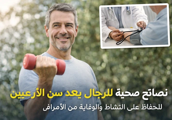 نصائح صحية للرجال بعد سن الأربعين  للحفاظ على النشاط والوقاية من الأمراض