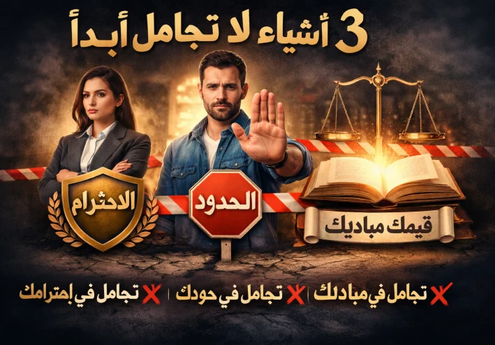 3 أشياء لا تجامل فيها أبدًا: الاحترام والحدود والقيم (دليل يحميك نفسيًا