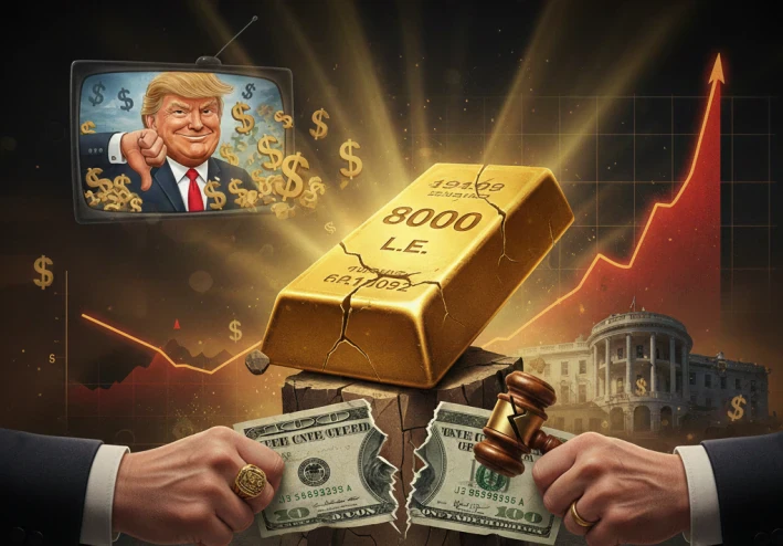 الذهب بـ 8000 جنيه والآتي أعظم.. هل يضحي ترامب بالدولار عشان ينقذ عرشه؟