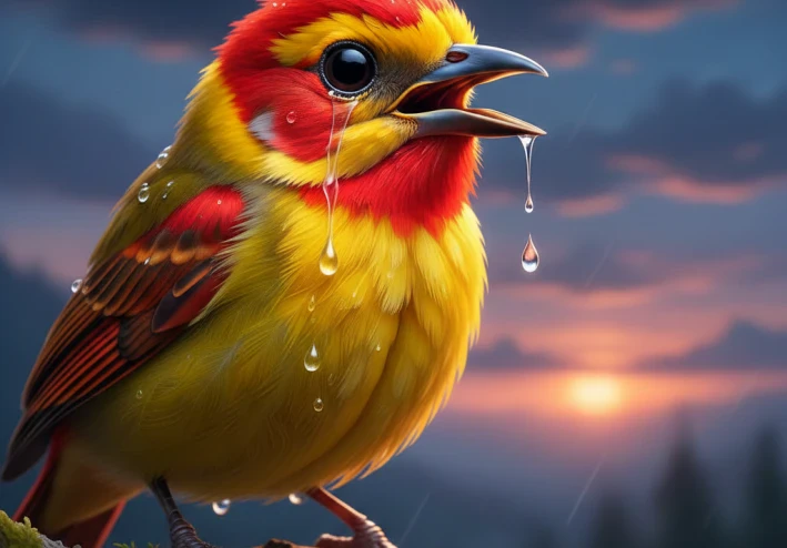 العصفور الحزين فى الغابه