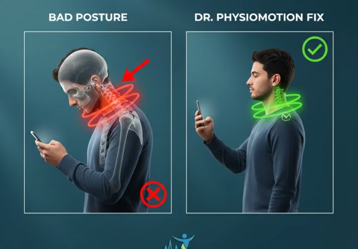 احذر.. انحناء رأسك للموبايل يدمر فقراتك! افضل تمارين سحرية لاستعادة استقامة عمودك الفقري"