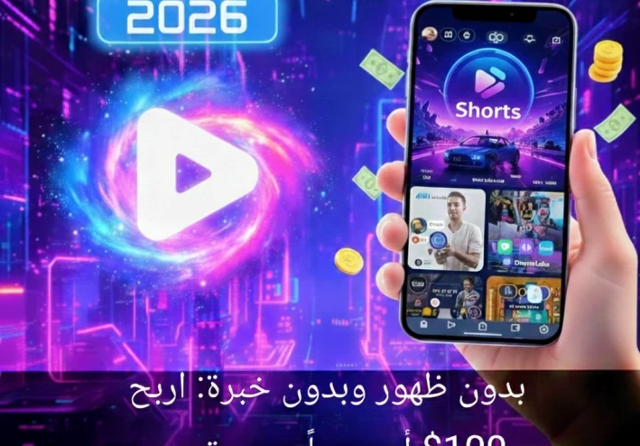 بدون ظهور وبدون خبرة: اربح 100$ أسبوعياً من يوتيوب Shorts بالذكاء الاصطناعي 2026