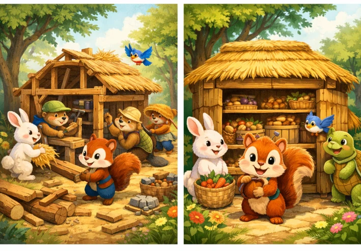 قصص أطفال: عودة فلفول السنجاب وقرار المشاركة الشجاع 🌰🐿️ (الجزء الثاني)