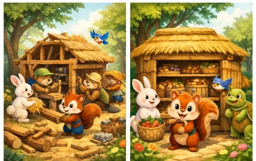 قصص أطفال: عودة فلفول السنجاب وقرار المشاركة الشجاع 🌰🐿️ (الجزء الثاني)