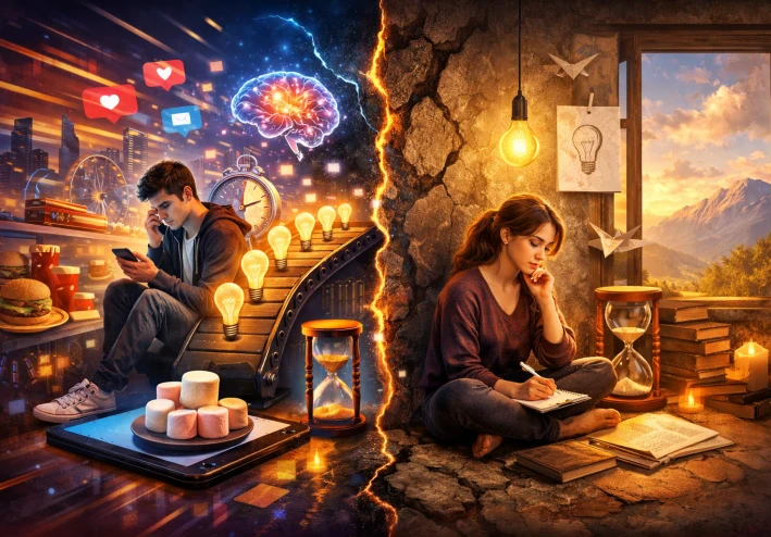 الإشباع الفوري وتأثيره على الصبر والإبداع: كيف يحوّل عالم السرعة لحظاتنا… ويغير جوهر إبداعنا؟