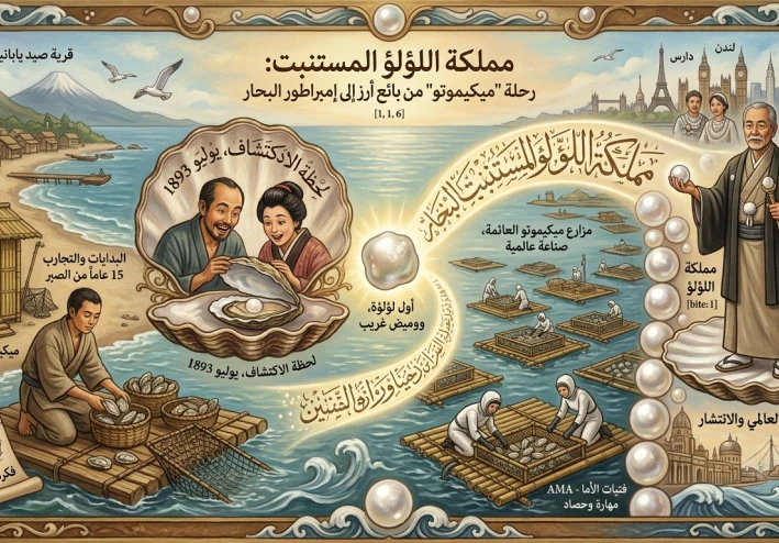 مملكة اللؤلؤ المستنبت: رحلة "ميكيموتو" من بائع أرز إلى إمبراطور البحار