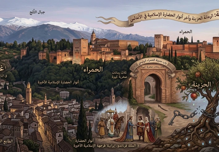 غرناطة: الرمانة الحزينة وآخر أنوار الحضارة الإسلامية في الأندلس