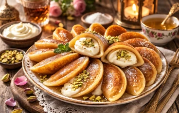 طريقة عمل قطايف بالقشطة في المنزل مثل المحلات (وصفة سهلة وناجحة 100%)