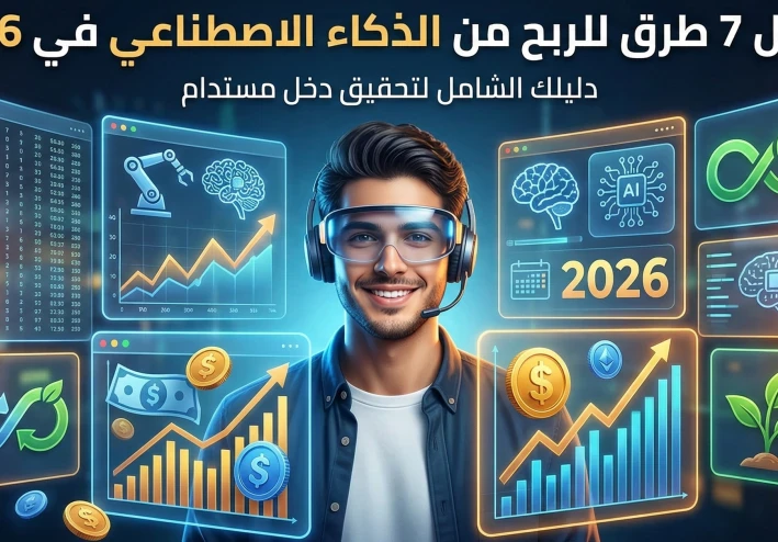 أفضل 7 طرق للربح من الذكاء الاصطناعي في 2026: دليلك الشامل لتحقيق دخل مستدام