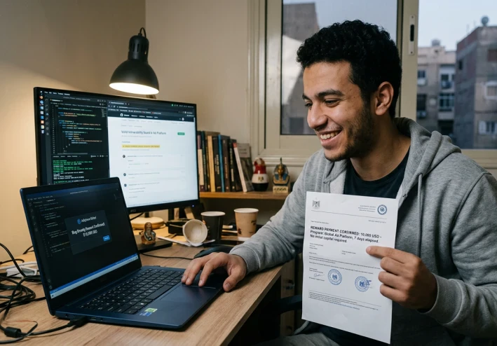 شاب  مصري اكتشف ثغرة أمان في منصة إعلانات عالمية، كسب 10 آلاف دولار في 7 أيام بدون رأس مال! 