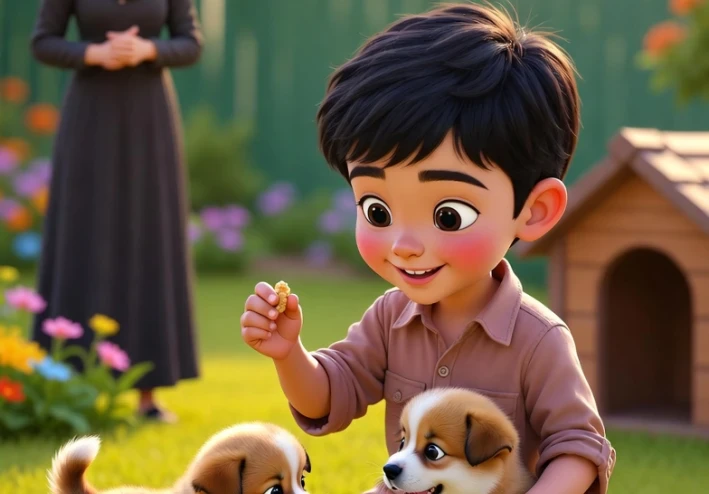 قصة قيس والكلاب اللطيفة .وكيف أقنع أمه بحب الكلاب.