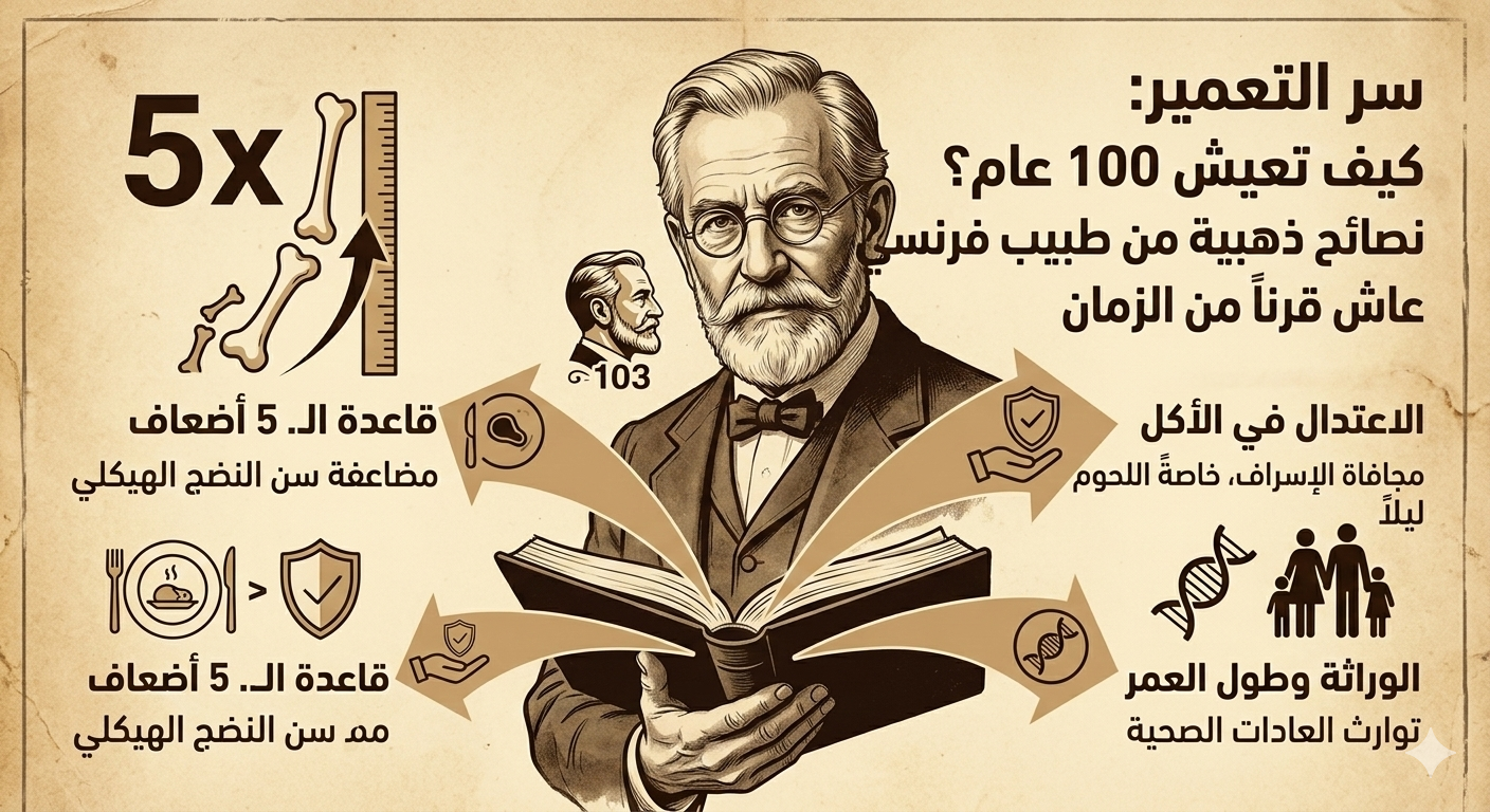 صورة مقال سر التعمير: كيف تعيش 100 عام؟ نصائح ذهبية من طبيب فرنسي عاش قرناً من الزمان