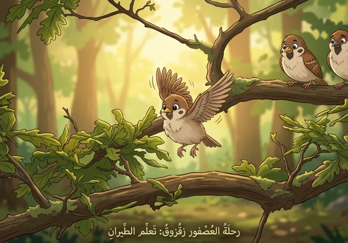 🌟 قصة العصفور الصغير الذي تعلّم الشجاعة
