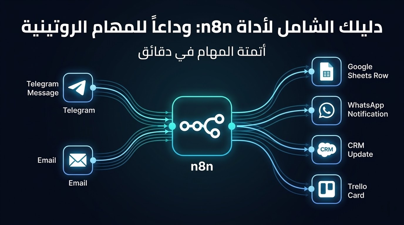 صورة مقال دليلك الشامل لأداة n8n: أتمتة المهام وتوفير الوقت للمبتدئين والشركات
