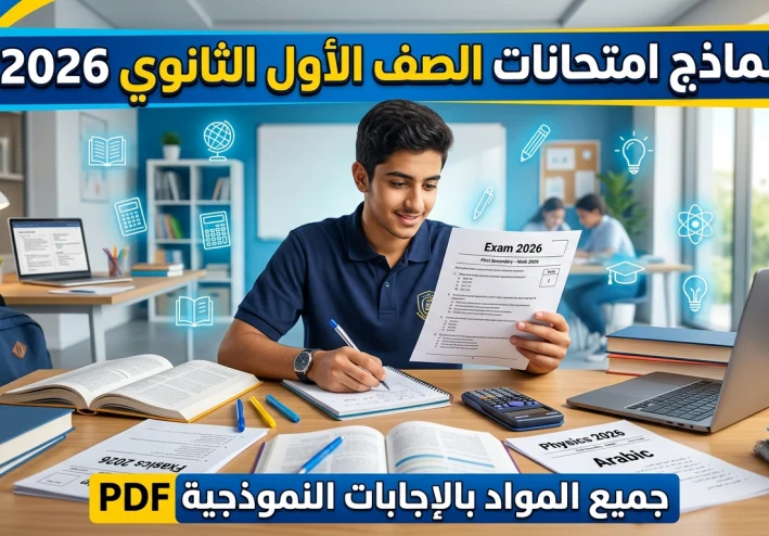 تحميل نماذج امتحانات الصف الأول الثانوي الترم الثاني 2026 PDF جميع المواد بالإجابات النموذجية – أقوى مراجعة قبل الامتحانات