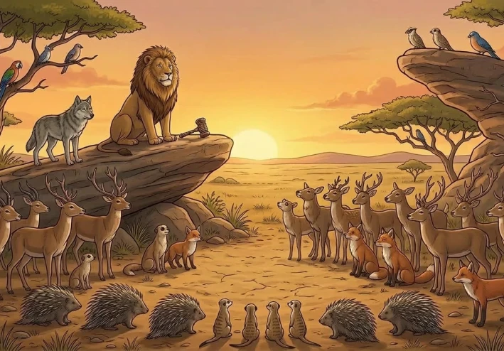 🦁🐺 الأسد والذئب الطماع