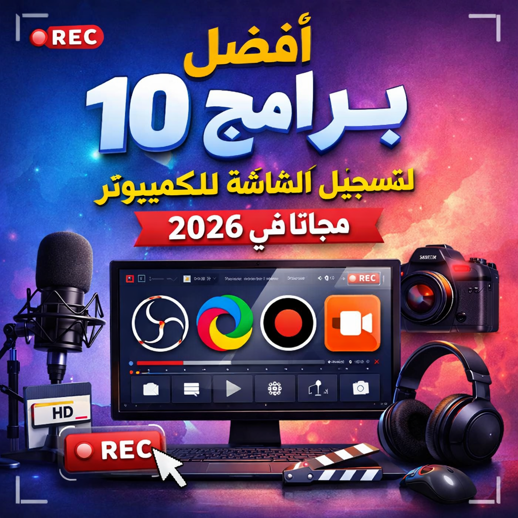 صورة مقال أفضل 10 برامج لتسجيل الشاشة للكمبيوتر مجاناً في 2026