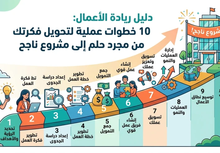 دليل ريادة الأعمال: 10 خطوات عملية لتحويل فكرتك من مجرد حلم إلى مشروع ناجح