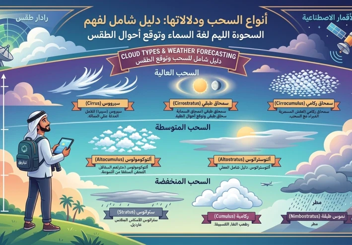 أنواع السحب ودلالاتها: دليل شامل لفهم لغة السماء وتوقع أحوال الطقس