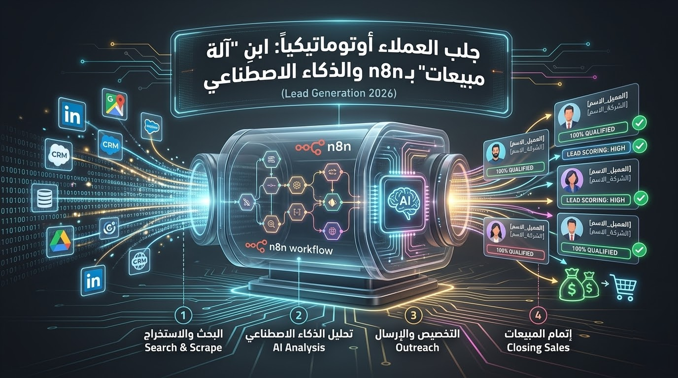 جلب العملاء أوتوماتيكياً: كيف تبني "آلة مبيعات" (Lead Generation) بـ n8n والذكاء الاصطناعي؟