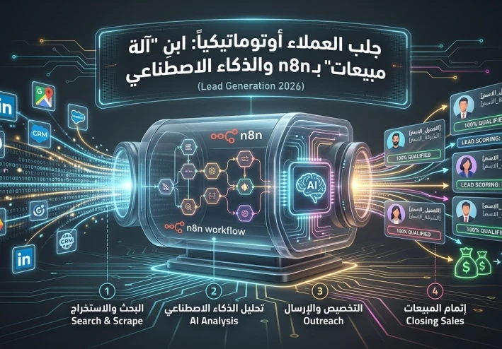 جلب العملاء أوتوماتيكياً: كيف تبني "آلة مبيعات" (Lead Generation) بـ n8n والذكاء الاصطناعي؟